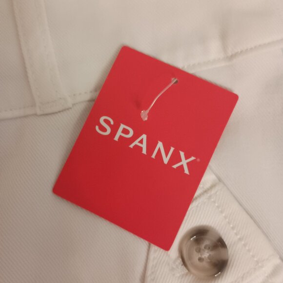 Spanx Women’s White Stretch Twill Cropped Wide Leg Pants 4 Pockets Size XL NWT - Picture 7 of 15